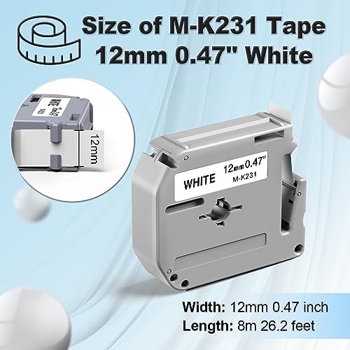 Labelife M-K231 Label Tape Replacement for Brother P Touch M Tape 12mm 0.47 - Image 3