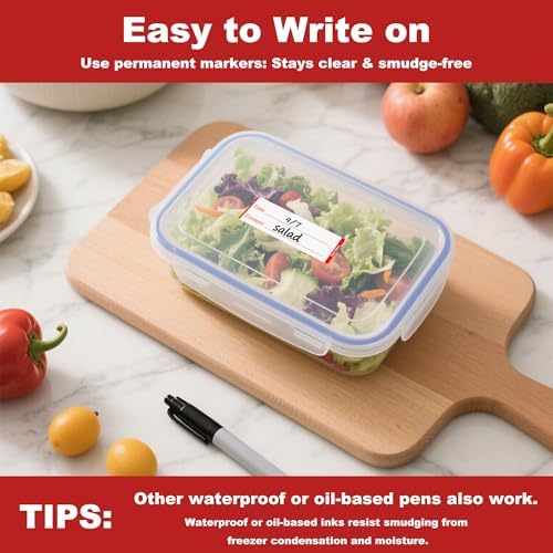 NATURALABEL 300 Removable Freezer Labels with Dispenser, 1" x 3" (Red) - Image 5