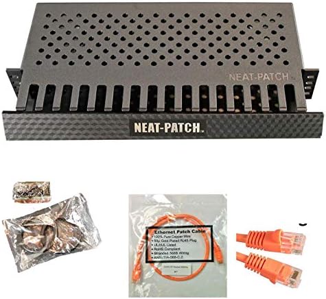 Neat Patch MINI 1U Low Profile Cable Management Kit - 2 Packs w/ 48 CAT6 Patch Cables (1FT Orange) by Electriduct