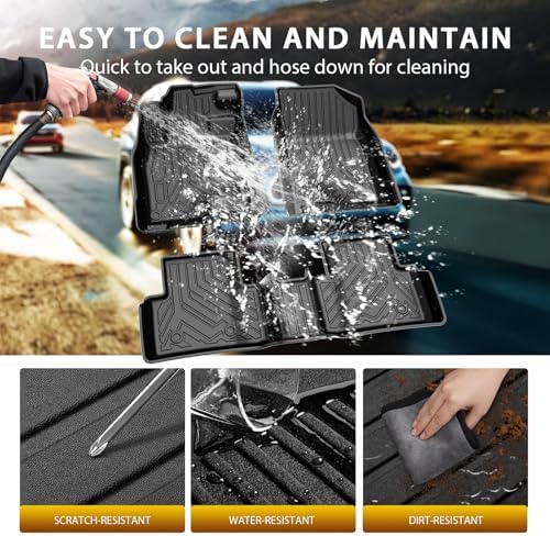 Powerty Floor Mats for 2016-2021 Honda Civic Coupe/Sedan/Type R, 2017-2021 Honda Civic Hatchback All Weather 3D TPE Anti-Slip Car Liners for 1st & 2nd Row Accessories - Image 4