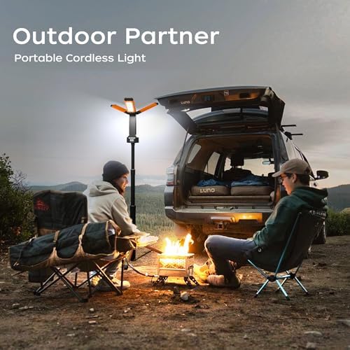 Rechargeable LED Work Light with Stand, 67" Tall Portable Cordless Work Light, 8AH Battery, 500/1500/2500 Lumen, 4000/6500K Dimmable Camping Light with Detachable Tripod Orange (Carrying Bag Included) - Image 2