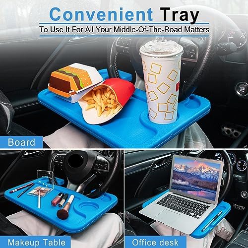 JUSTTOP Car Steering Wheel Desk, Travel Car Accessories, Car Stand Trays for Eating, Multipurpose Car Steering Wheel Desk Tray Table(Blue) - Image 2