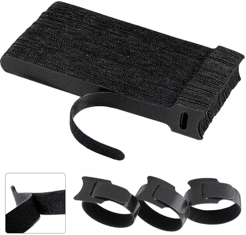 California JOS 60 PCS 6 Inches Reusable Cable Ties, Adjustable Cord Straps, Cable Organizer, Cord Wrap and Hook Loop Cords Management - Black by CaliforniaJOS