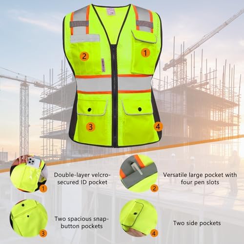 HYCOPROT Safety Vest for Women Mesh Reflective Lady High Visibility Construction Work Vest Meets ANSI/ISEA Standards - Image 3