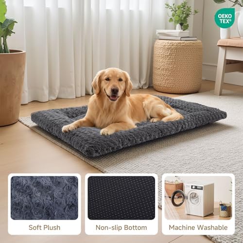 Exsnugy Washable Dog Bed Mat Large Size Fluffy Pet Crate Pad 53x36 XXL - Image 4