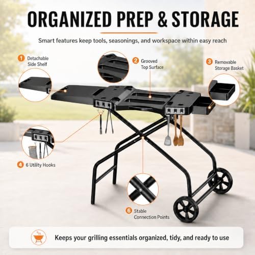 Hisencn 42.5" x 13.3" Outdoor Foldable Grill Stand for Ninja Woodfire Grill - Image 6
