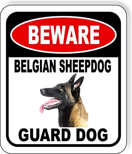 BEWARE BELGIAN SHEEPDOG GUARD DOG Aluminum Composite Outdoor Sign 8.5" x10" Metal Security Notice for Yard, Fence, Porch, Property, and Business – No Trespassing, Warning, Attack Dogs, Protection by WorkHouseSigns