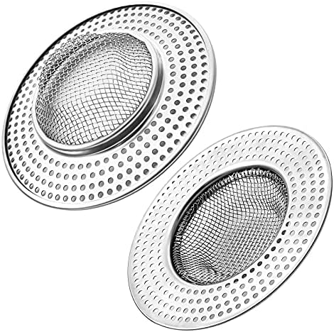 2pcs Heavy Duty Stainless Steel Slop Basket Filter Trap,3.54" Top / 1.65" Mesh Metal Sink Strainer,Perfect for Kitchen Sink/Bathroom Bathtub Wash Basin Floor Drain Balcony Drain Hole,Utility by ArtioHipo