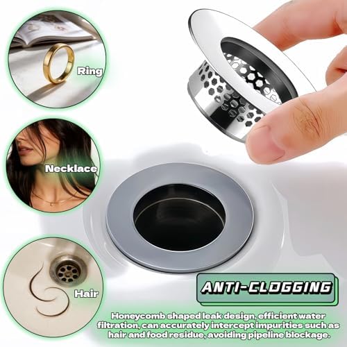 2-Pack Stainless Steel Drain Filter for Bathtub, Shower & Sink – 1.97” Universal Hair Catcher, Clog Preventer for Tub, Floor Drain, Bathroom Sink, Kitchen Sink – Easy Clean, Fast Flow, Odor & Guard - Image 2