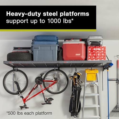 Rubbermaid FastTrack Overhead Garage Storage System Double Platform, Garage Organization Storage Cabinets, Garage Cabinet, Garage Wall Organizer, 3FT x 8FT - Image 4