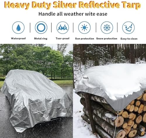 TARPAL 15x25 tarp,Heavy Duty Tarp 14mil Silver Reflective Tarps - Image 2