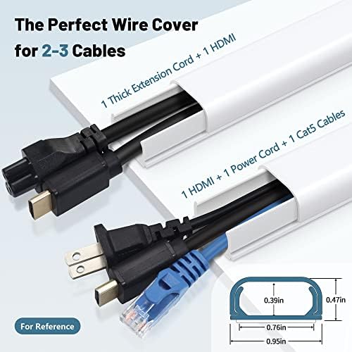 ZhiYo 73" Cord Covers for Wires on Wall, White Cord Hider, 0.95" W x 0.47" - Image 2