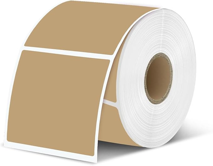 iEager Brown Square Thermal Label Stickers, 500 Sheets/Roll by iEager