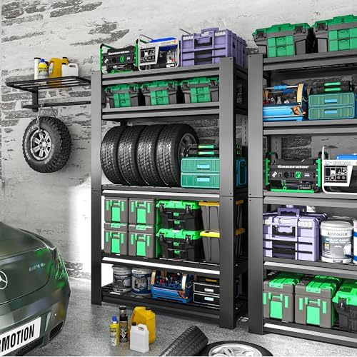 72" H Garage Shelving, Garage Shelves Heavy Duty, 5 Tier Adjustable Storage Shelves for Warehouse, Basement, Workshop, Kitchen, Require Assembly, 16''D*35.5''W*72''H, Black - Image 2