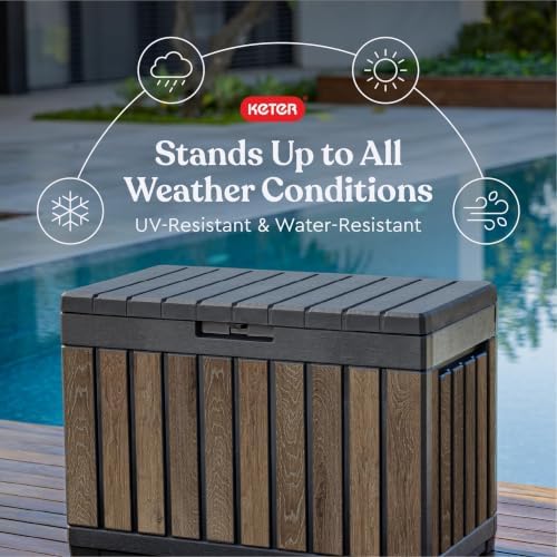 Keter Premium Everwood 50 Gal Outdoor Storage Box and Patio Side Table - Image 3