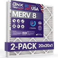BNX 20x20x1 MERV 8 Air Filter 2 Pack - MADE IN USA - Electrostatic Pleated Air Conditioner HVAC AC Furnace Filters - Removes Dust, Mold, Pollen, Lint by BNX