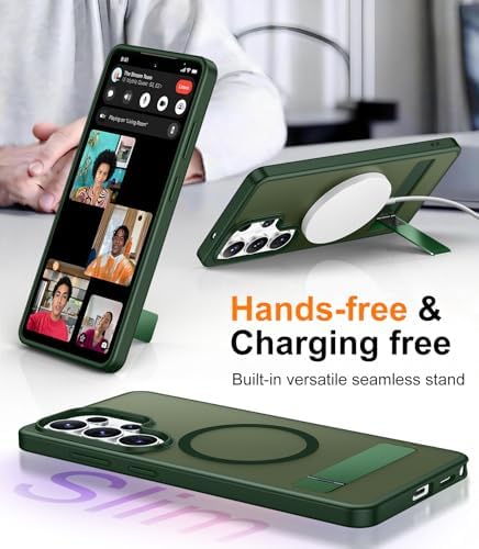 Temdan Magnetic for Samsung Galaxy S26 Ultra Case, [Innovate Stand][Military Grade Drop Protection][Non Slip][Translucent Matte] Shockproof Phone Case for Galaxy S26 Ultra 2026 -Green - Image 3