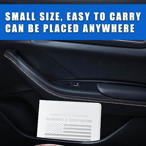 Ziciner Car Registration Insurance Holder, 2Pack Essential Auto Card Document Glove Box Organizer with Touch Fastener, Vehicle Interior Accessories Perfect for Most Car, Truck, SUV (White/White Flag) - Image 6