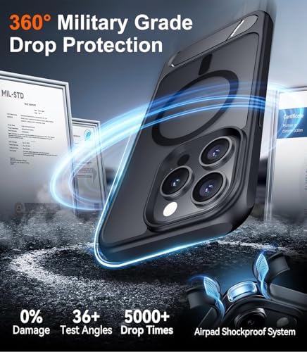 Temdan Magnetic Compatible with iPhone 15 Pro Case, [Built-in Invisible Kickstand][Compatible with MagSafe] [Military Grade Shockproof] Slim Translucent Matte Phone Case for iPhone 15 Pro 6.1" - Image 4