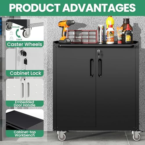 Garage Cabinet System | Heavy Duty Steel All-in-One Modular Garage Cabinet Set for Ultimate Workshop Organization | Easy Assembly Garage Storage Cabinets & Tool Bench - Image 5