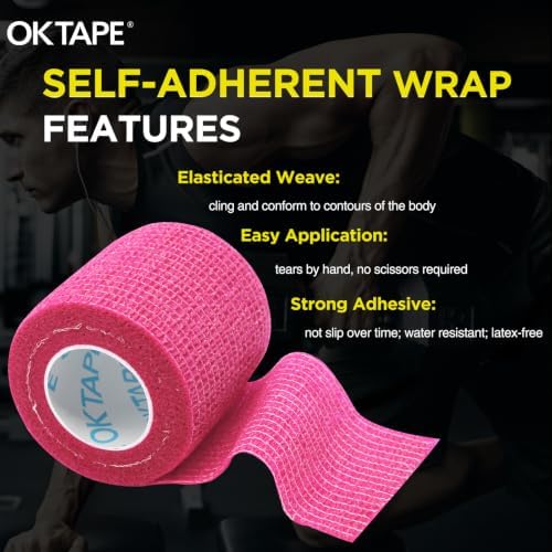 OK TAPE 12 Rolls Self Adhesive Bandage Wrap, Cohesive Elastic Athletic Tape - Image 5