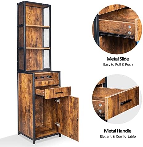 OmySalon Salon Station 3-Tier Storage Shelf, Barber Stations Beauty Spa Equipment Hair Styling Cabinet with 1 Drawer, 1 Storage Cabinet, 3 Hair Dryer Holders, Rustic Brown - Image 7