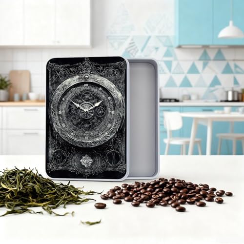 Large Metal Tins Box-7.1” x4.7”x2“ Rectangular Empty Storage Box With Lid Decorative Organizer Storage Tin Case For Office/Cookie/Candy/Jewelry/Photo/Letter-Wall Clock - Image 5