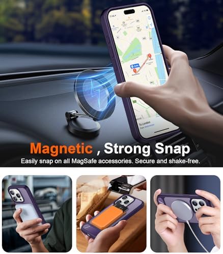 Temdan Magnetic Compatible with iPhone 15 Pro Case, [Built-in Invisible Kickstand][Compatible with MagSafe] [Military Grade Shockproof] Slim Translucent Matte Phone Case for iPhone 15 Pro 6.1" - Image 6