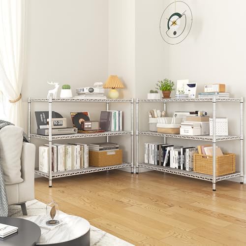 DurayLoly Heavy Duty 3-Tier Metal Shelving Unit, Adjustable Shelves, Chrome - Image 4