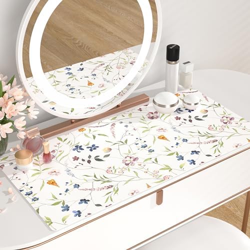 QiyI PU Leather Large Mouse Pad, 31.5" x 15.7", Watercolor Flowers - Image 6