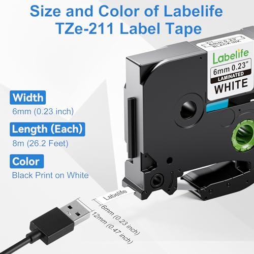 Replacement for Brother TZe-211 TZe211 6mm 0.23'' P Touch Label Maker Tape - Image 2