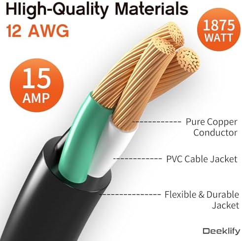 12 Gauge 150 FT Heavy Duty Outdoor Extension Cord Waterproof Black - Image 2