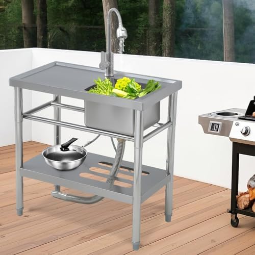 GarveeTech 29.5x15.7x29.5 IN Stainless Steel Utility Sink, Free Standing Laundry Sinks w/Drainboard - Stand & Faucet Included, Rust-Resistant Easy-Clean - For Laundry,Garage,Outdoor Prep - Image 6