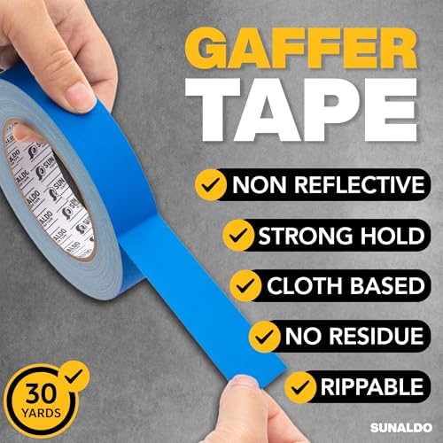 Gaffers Tape (1" x30 Yards) Heavy Duty, Easy Rip, No Residue | Blue - Image 3