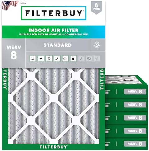 Filterbuy 19.25x23.25x2 Air Filter MERV 8 Dust & Allergy Defense (6-Pack) by Filterbuy