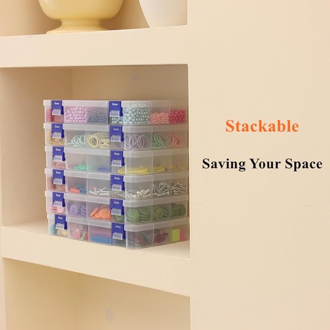 BangQiao 6 Pack Fixed 12 Grids Clear Plastic Storage Divider Box - Image 8