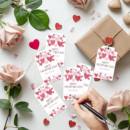 Valentine's Day Gift Tags, 50 Happy Valentine's Day Tags with String - Image 3