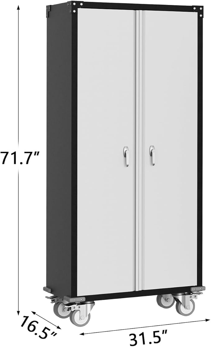 Metal Storage Cabinet with Lock-71 Tall Tool Organizer Steel Lockers w/Hanging - Image 9
