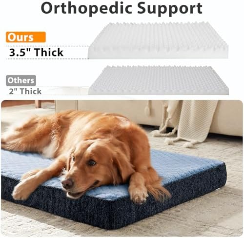 JOEJOY Orthopedic Dog Bed for Small Dogs, Washable Dog Crate Bed Small Sized with Removable Cover, Egg Memory Foam Pet Beds, Blue, 23"x17" - Image 4