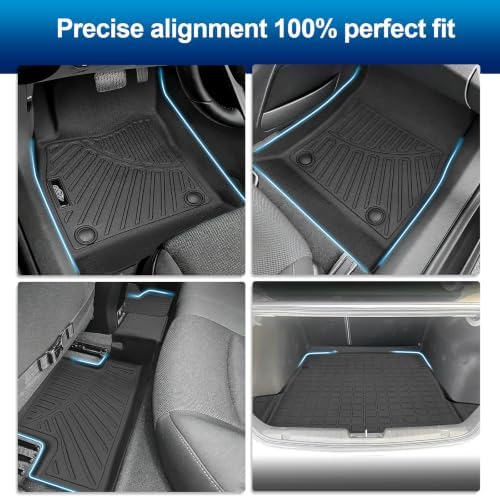 PELEUS Floor Mats Custom Fit for Chevy Cruze 2011-2015 & Limited 2016,4PC Full Set All Weather Car Liners Includes 1st 2nd Row Front Rear Seat Mats and Trunk Mat Cargo Liner, Black - Image 2