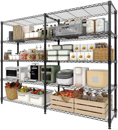 5-Tier Storage Shelves Heavy Duty Wire Shelving Unit, 70" H Metal Shelving Pantry Shelves 1325LBS Load Wire Shelving Rack Standing Shelves Unit for Home Commercial Garage by Unknown