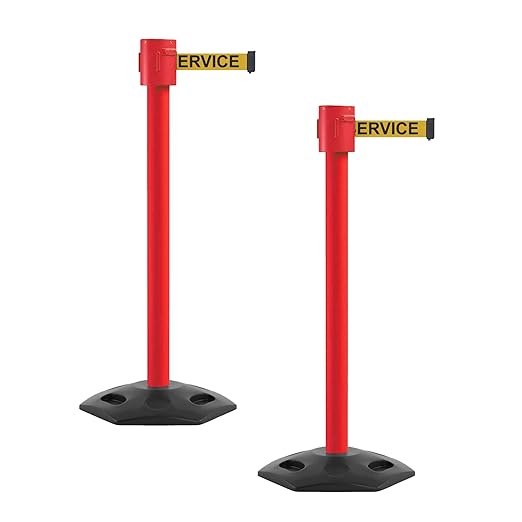 Montour Line MSR760 Set of 2 Retractable Belt Barrier Stanchion, Rubber Base by Montour+Line
