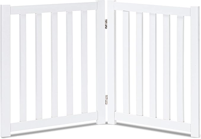 LZRS 2-Panel Wooden Free Standing Foldable Dog Gate Indoor – Solid Hardwood 24" by LZRSPET