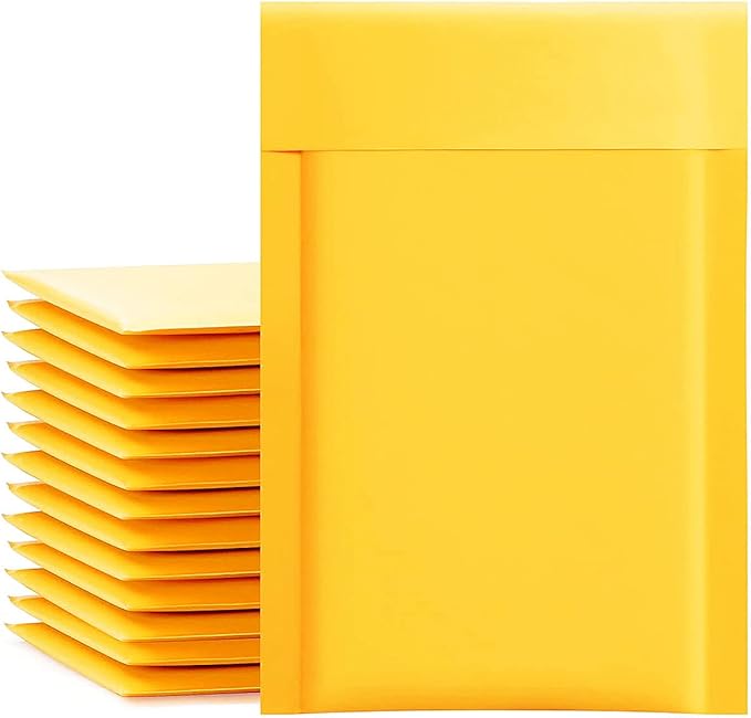 packbabol Kraft Bubble Mailers 4x8 Inch 50 Pcs, Small Self-Sealing Mail by packbabol