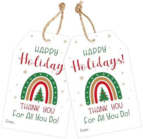 joycraft 50Pcs Christmas Tags with String, Happy Holiday Gift Tags by joycraft