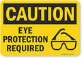 SmartSign Adhesive Vinyl OSHA Safety Sign, Legend "Caution: Eye Protection Required", 7" high x 10" wide, Black on Yellow by SmartSign