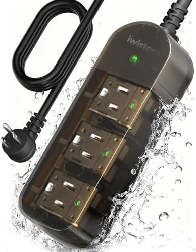 Outdoor Power Strip Weatherproof, 3 AC Outlets, 5FT Extension Cord by Iwister