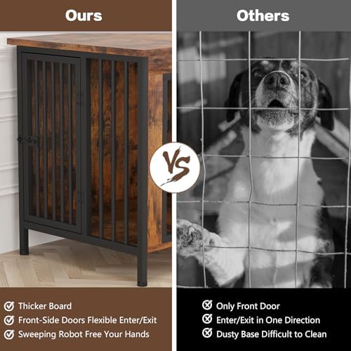 EasyCom 39.96" Dog Crate Furniture for 1 or 2 Dogs, 35-60 Pounds, Brown - Image 7