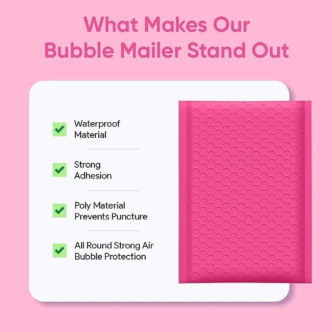 Hot Pink 14.25x20 Inch Poly Bubble Mailers #7 | Self Seal Large Padded - Image 6