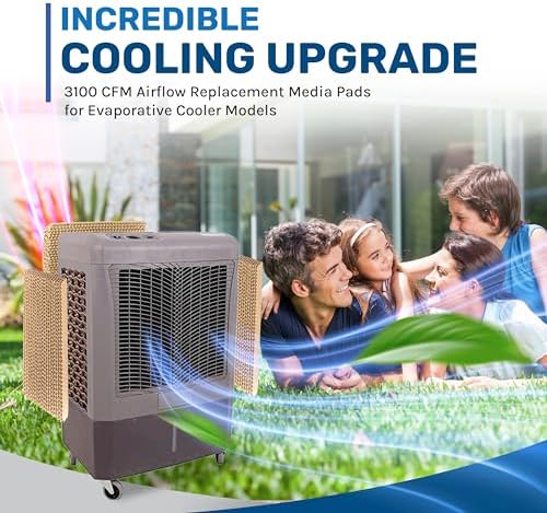 Hessaire Replacement Evaporative Cooler Pads - Swamp Cooler Replacement Pads Corrugated Build - Low Odor Xel50 Media Evaporative Cooling Pad for 3100 CFM Cooler Fan - 3 Panels, 21.75” x 10” & 18” - Image 3
